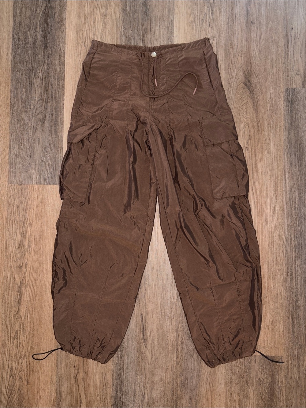 SHEIN Brown Cargo Jogger Pants with Drawstring Cuffs
